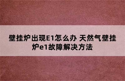 壁挂炉出现E1怎么办 天然气壁挂炉e1故障解决方法